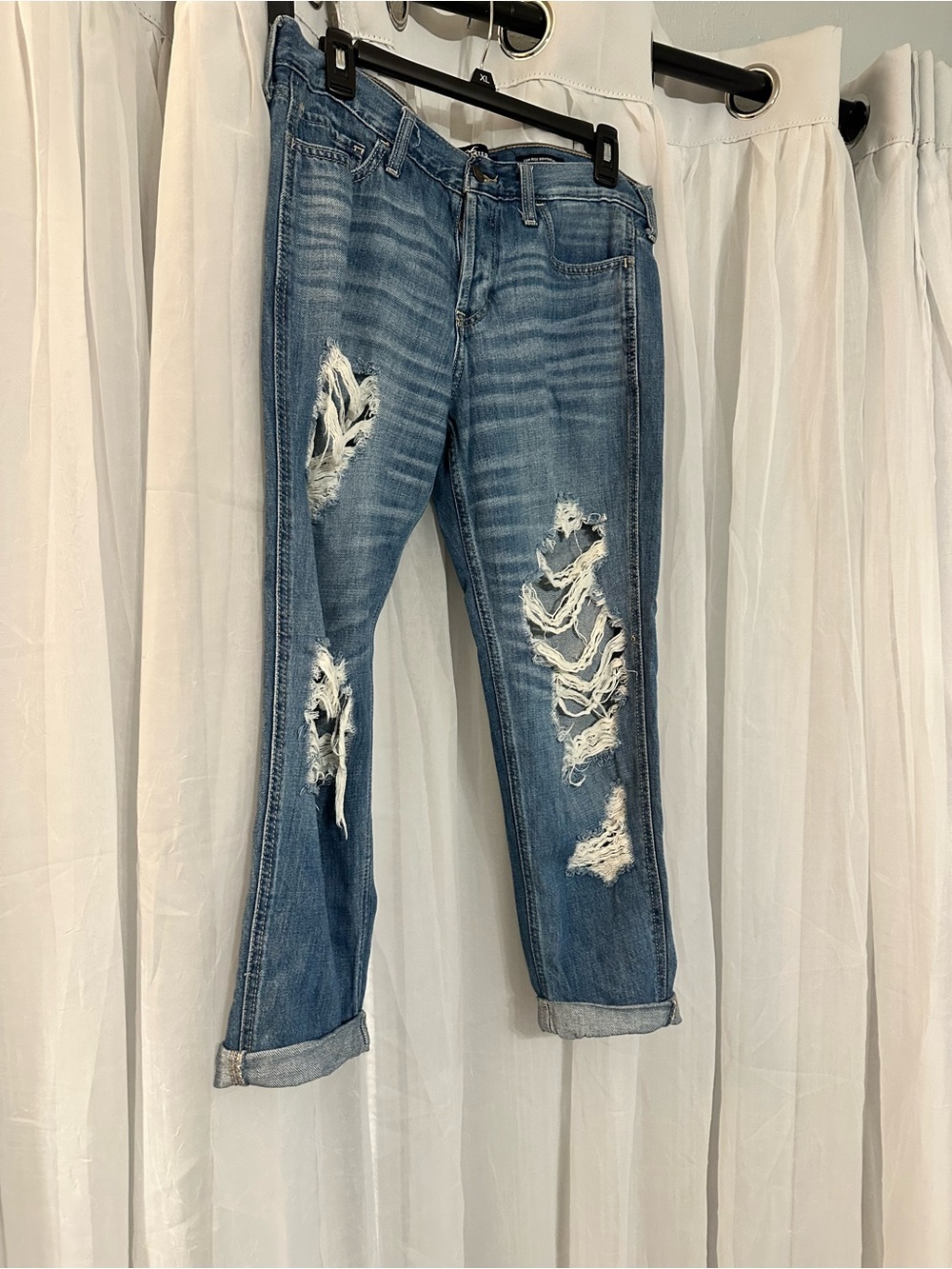 Hollister Ripped Medium Blue Boyfriend Jeans